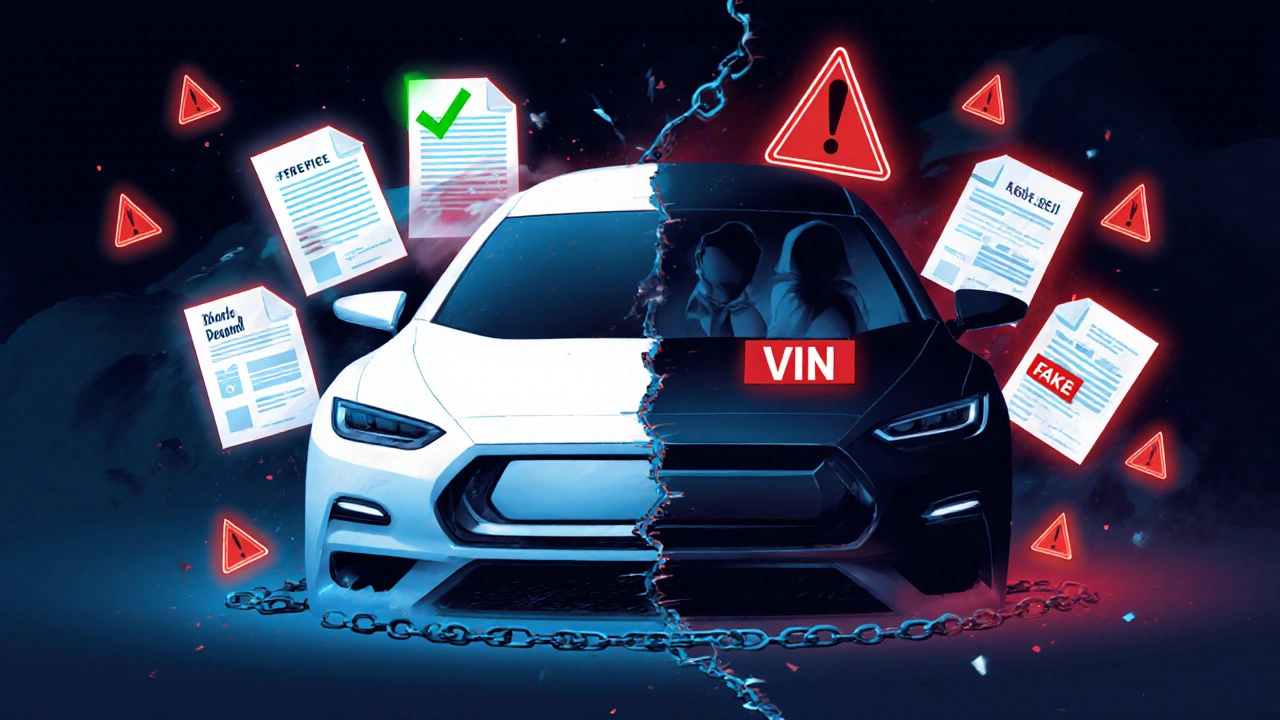 Koncepční obrázek auta rozděleného na bezpečnou a ukradenou stranu.