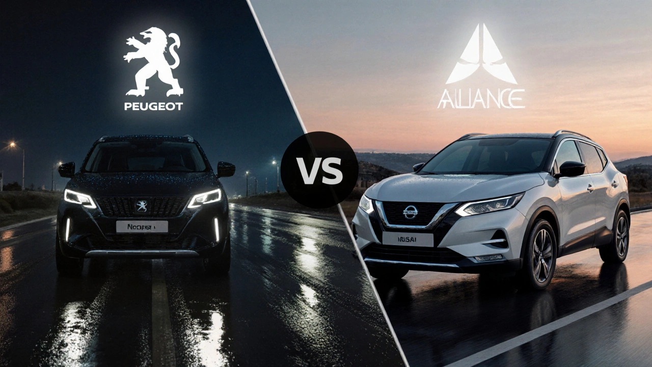 Peugeot 3008 a Nissan Qashqai stojí vedle sebe, ukazujíce různé přístupy k designu a technologii.