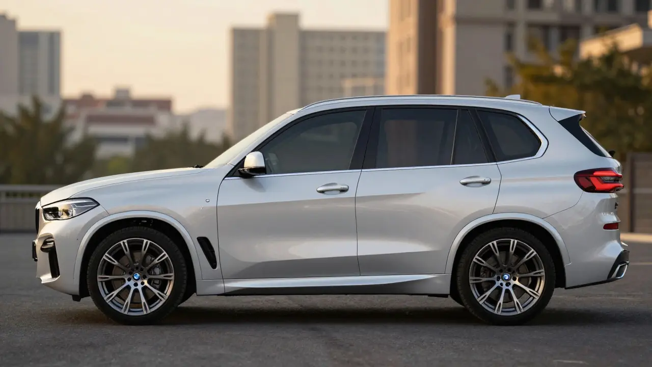 BMW X5 s M-paketem s nápisem 'M Performance' na zadním křídle, snížený podvozek a originální výbava bez dodatečných nálepky.